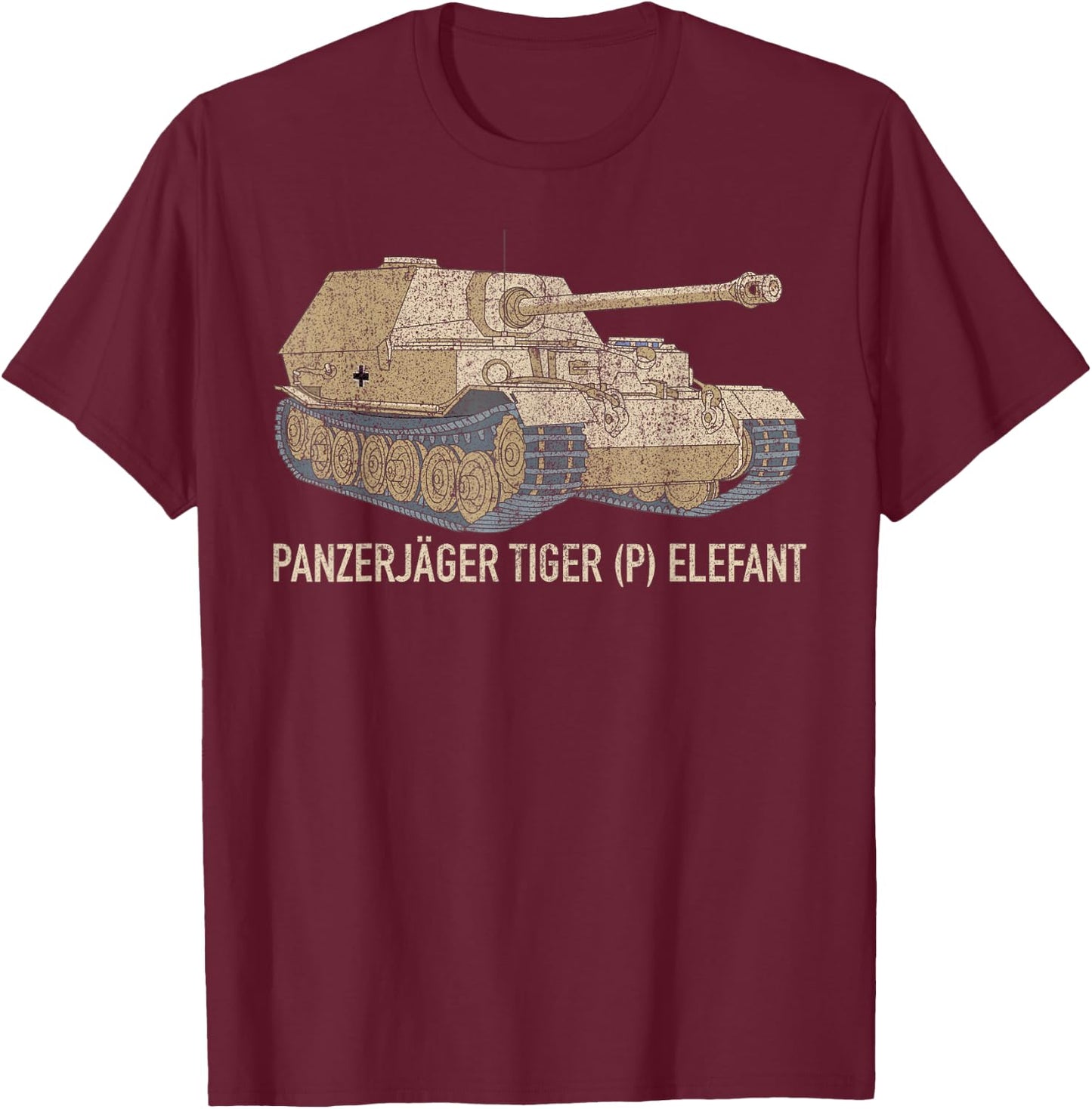 Elefant Tank Destroyer German WW2 Panzerjager Tiger T-Shirt - T-Shirt | Maroon