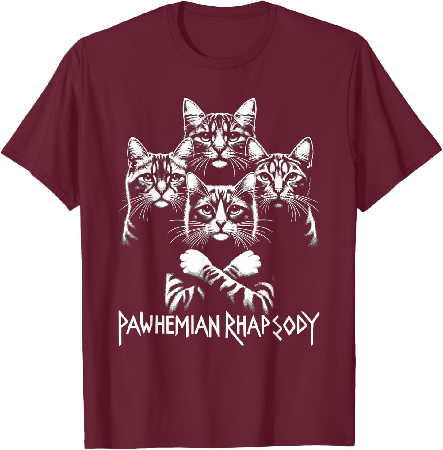 Retro Cat Rock Music Concert Band Men Kids Women Funny Cat T-Shirt - T-Shirt | Maroon