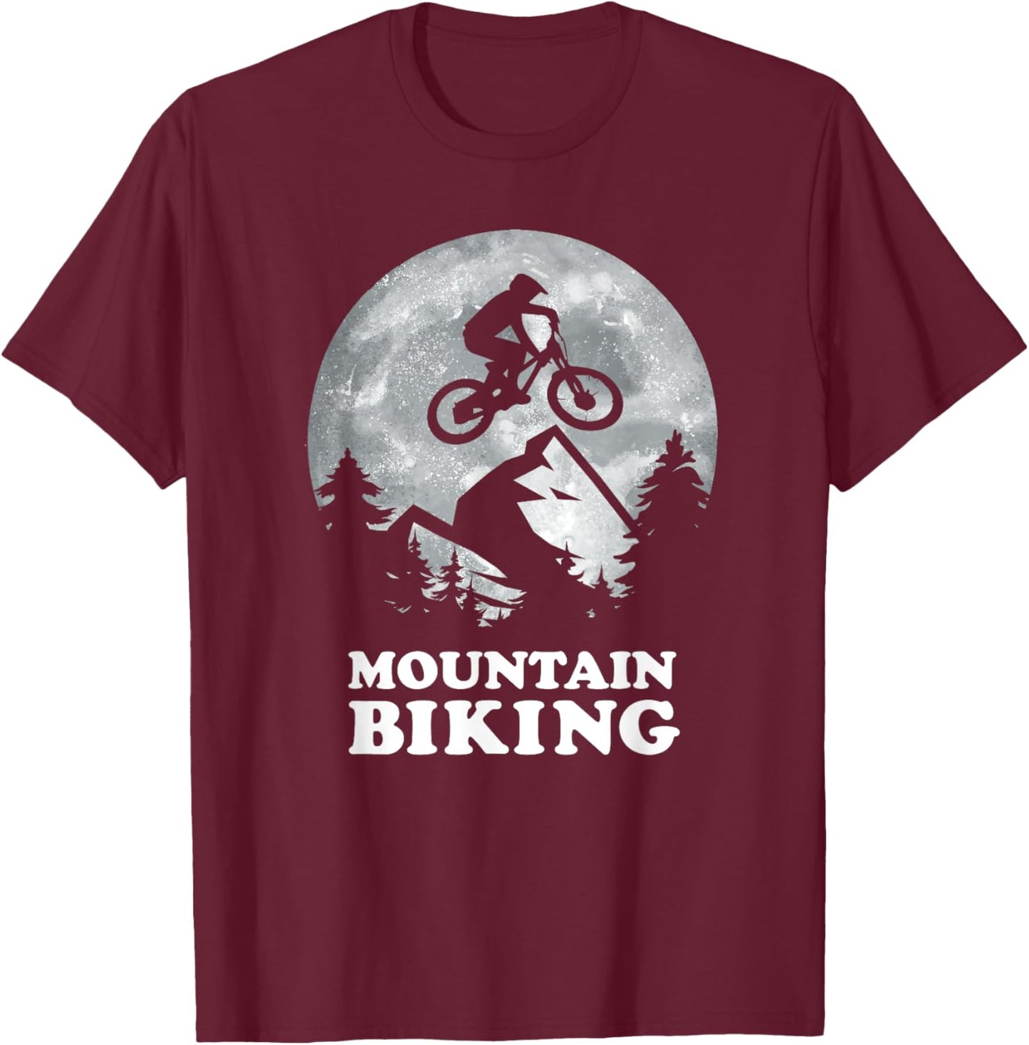 funny men cycling mountain bike MTB moon biking T-Shirt - T-Shirt | Maroon
