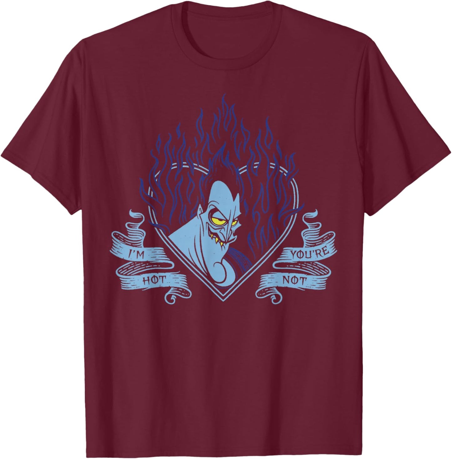Disney Villains Valentine's Day Hades I'm Hot Heart Vintage T-Shirt - T-Shirt | Maroon