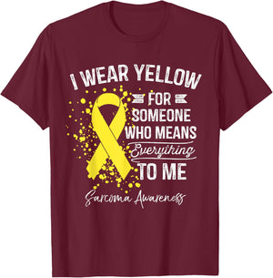 I Wear Yellow Shirt Sarcoma Cancer Yellow Ribbon Awareness T-Shirt - T-Shirt | Maroon