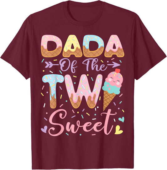 Dada of The Two Sweet 2nd Birthday Girl Ice Cream T-Shirt - T-Shirt | Maroon