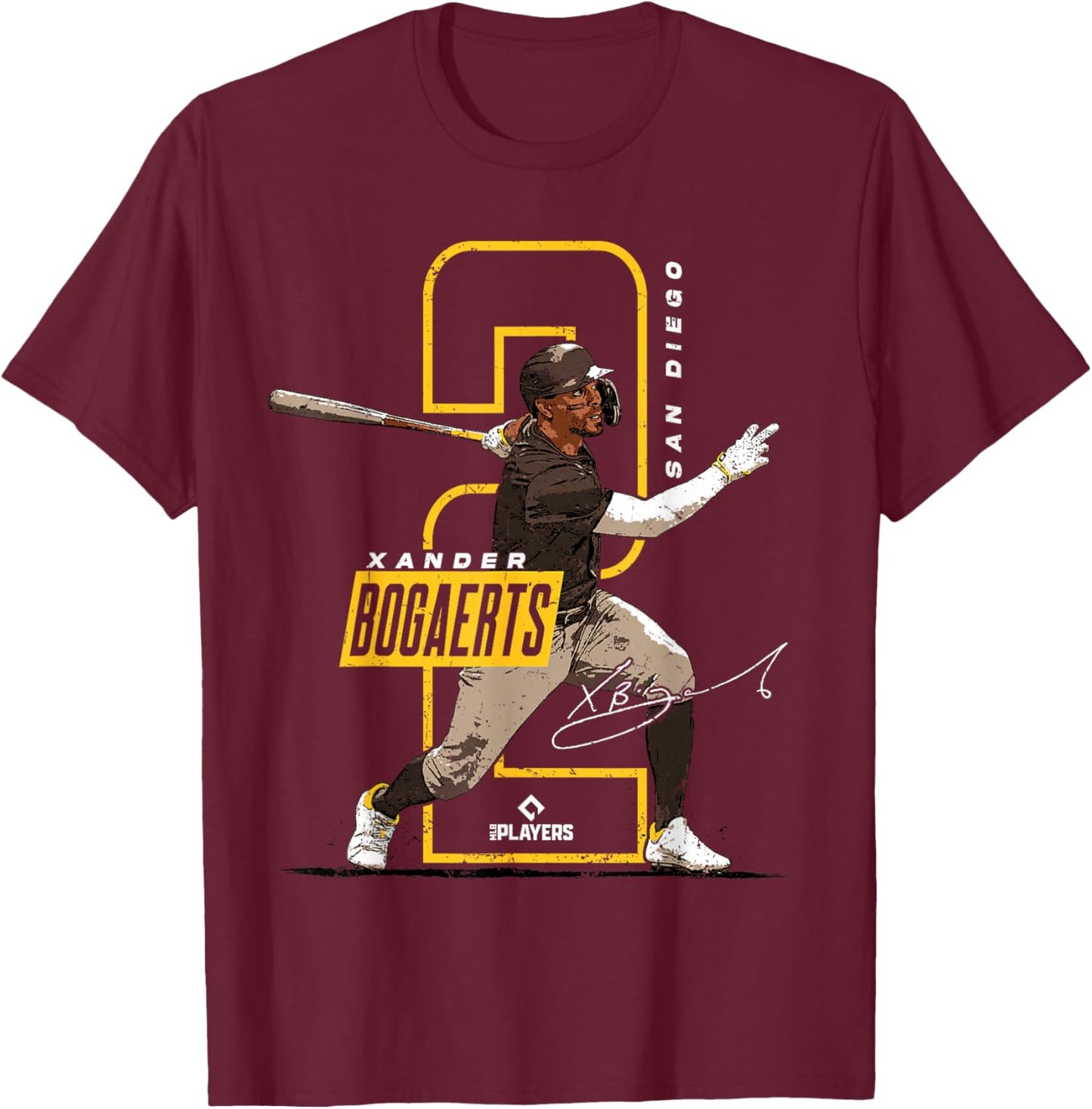 Xander Bogaerts | San Diego Baseball Players | MLBXBO3002 T-Shirt - T-Shirt | Maroon