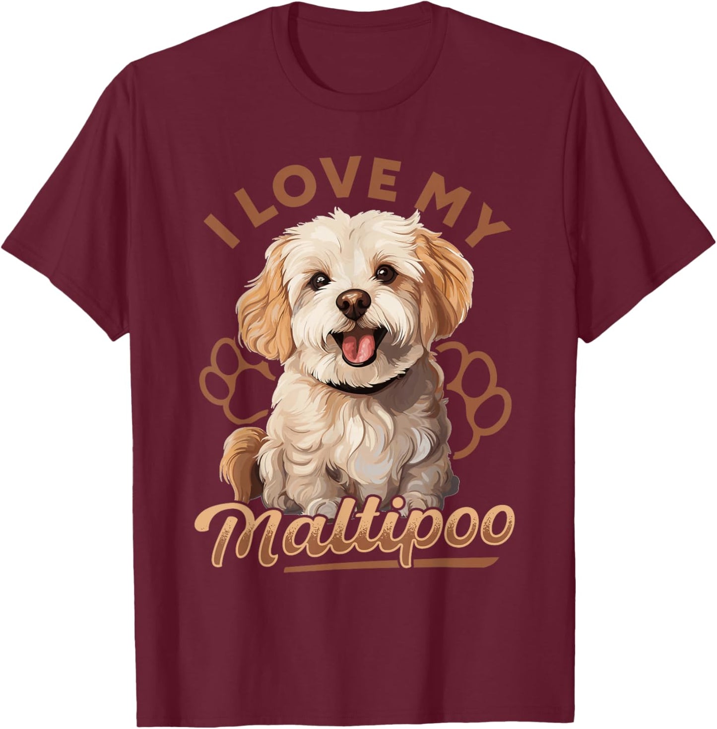 Maltipoo Dog Breed Pet I Love my Maltipoo Women Girls Kids T-Shirt - T-Shirt | Maroon
