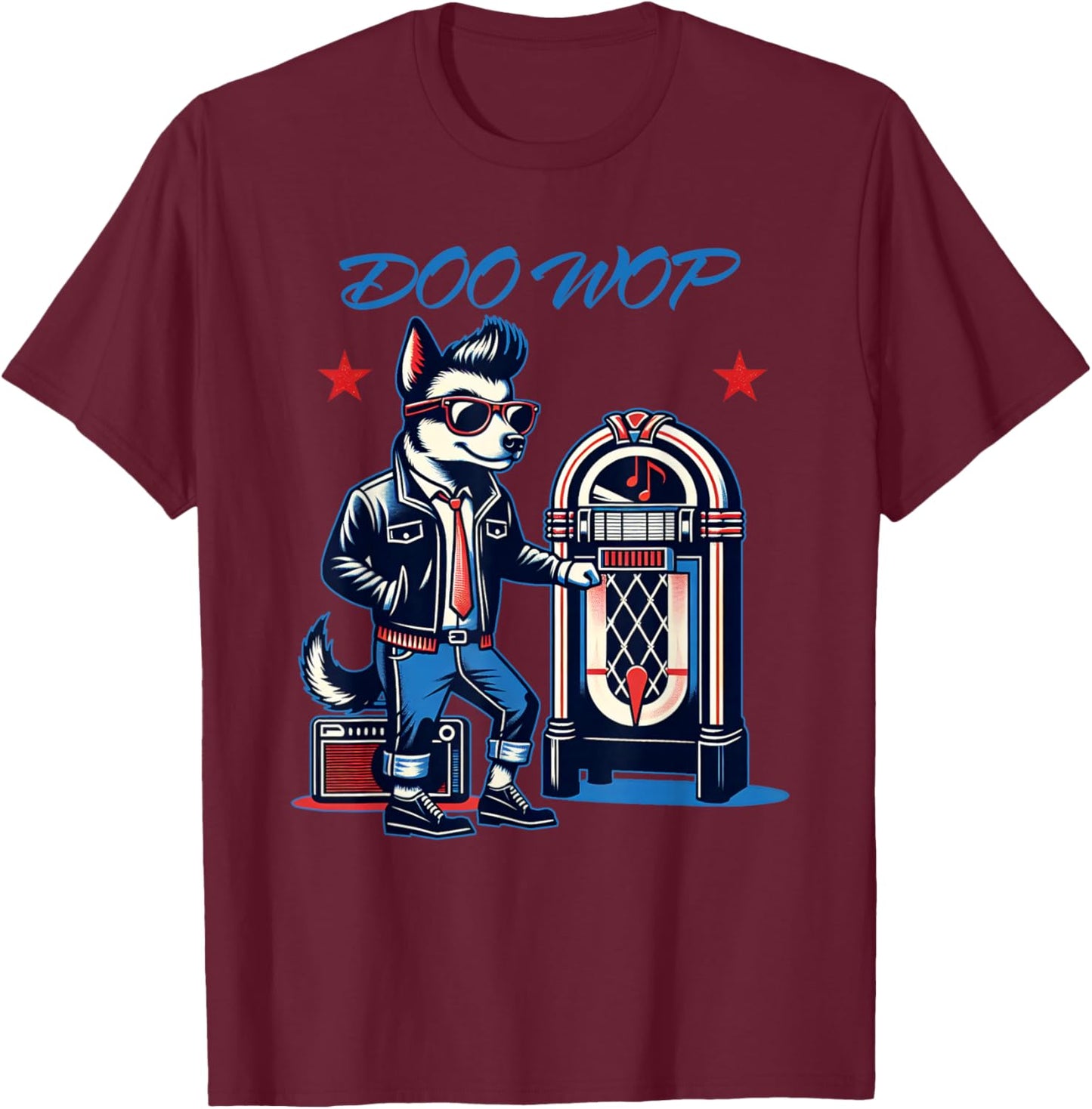 Rock N Roll 50s Sock Hop Dance Dog Doo Wop Rockabilly 1950s T-Shirt - T-Shirt | Maroon