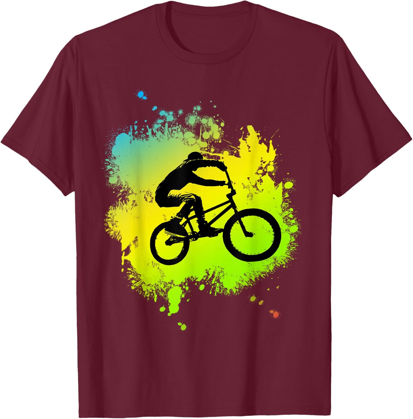 Bmx colouring Bike with nice Wheel, stunts, Pedals & Decks T-Shirt - T-Shirt | Maroon