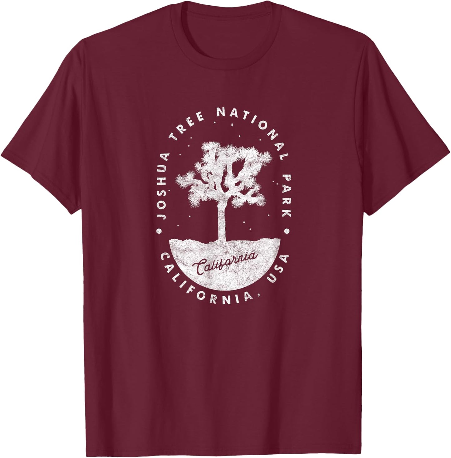 Joshua Tree National Park Night Retro Hipster T-Shirt - T-Shirt | Maroon