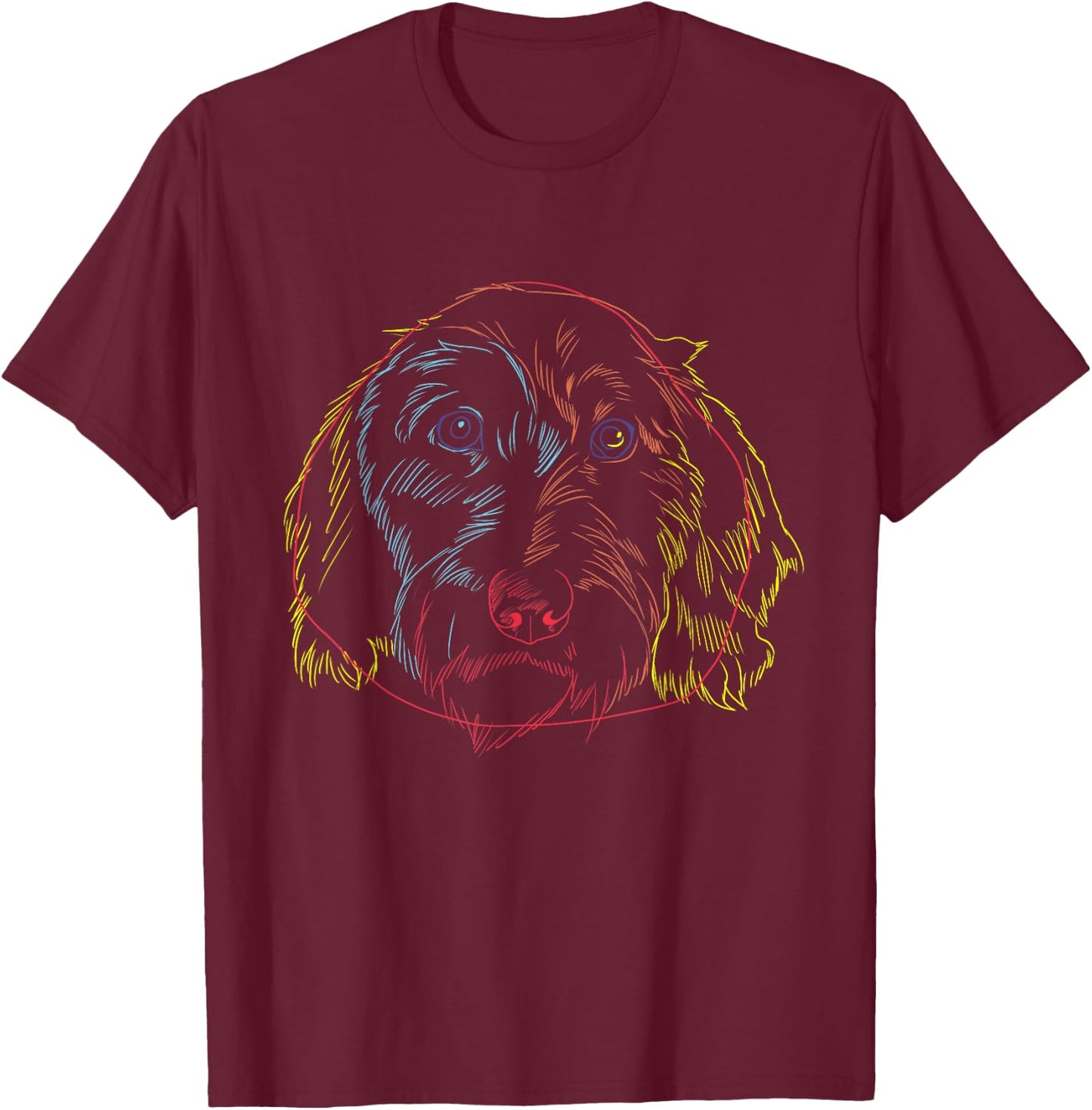 Colorful Dog Wirehaired Dachshund T-Shirt - T-Shirt | Maroon