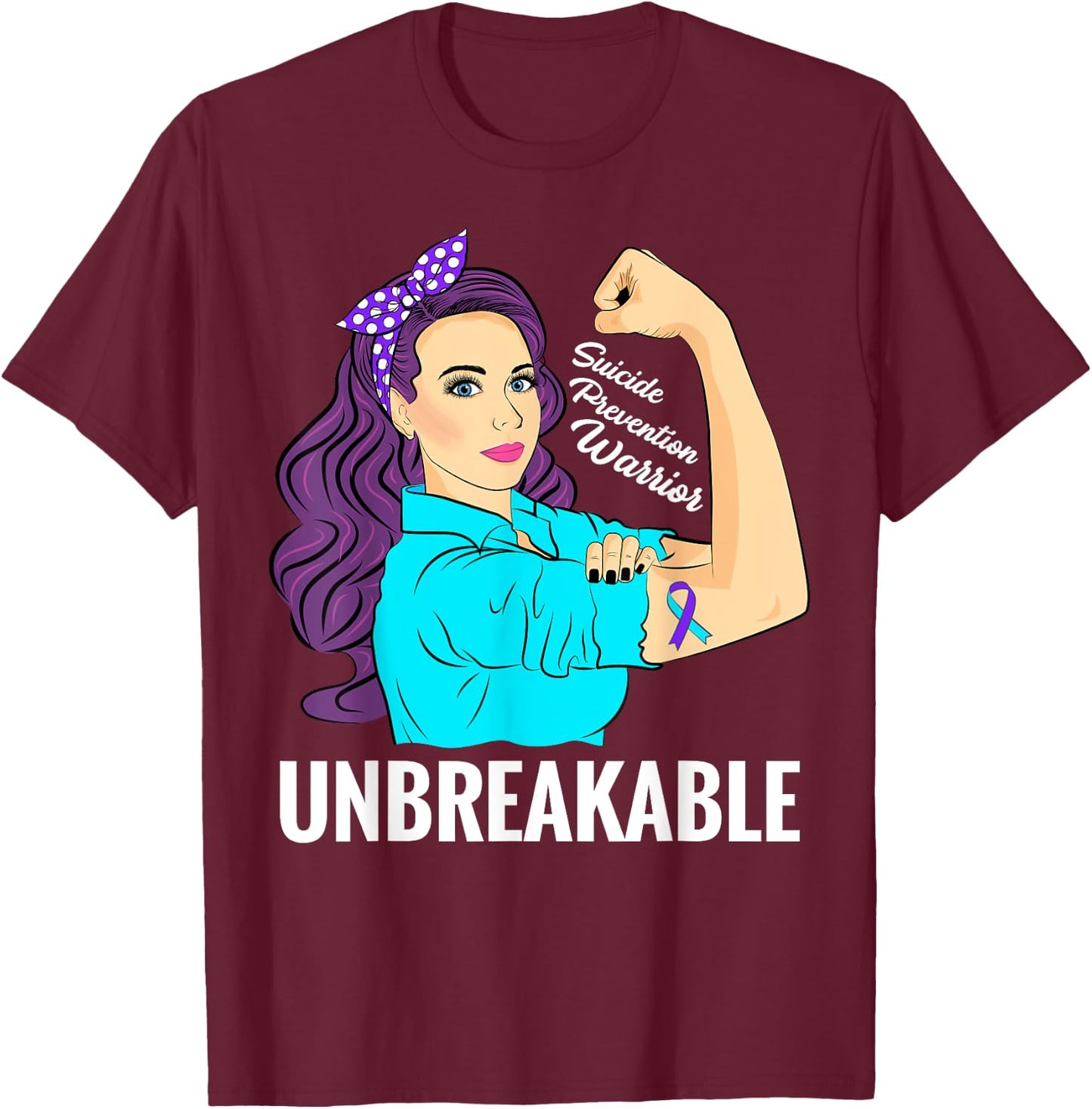 Suicide Prevention Awareness Mental Health Warrior T-Shirt - T-Shirt | Maroon