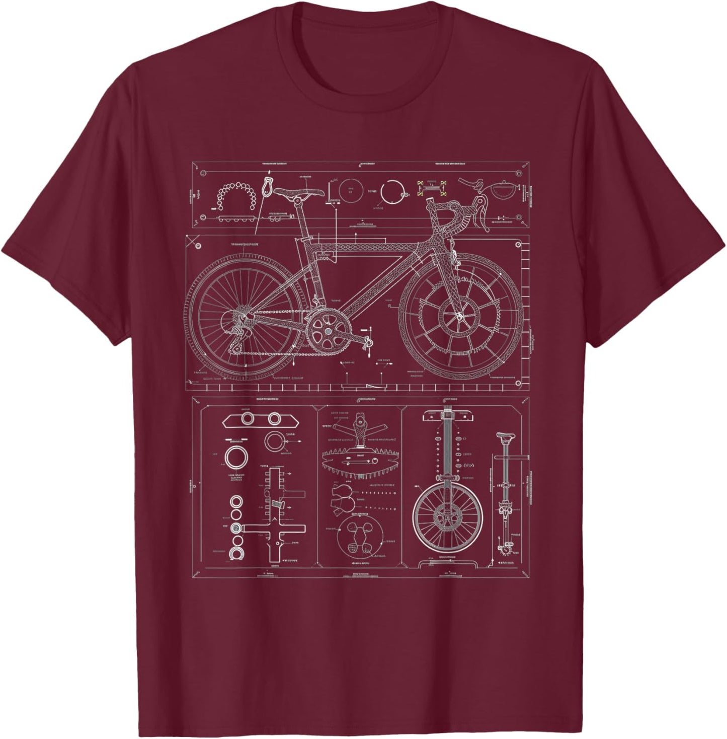 Bicycle gearbox diagram T-Shirt - T-Shirt | Maroon