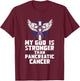 My God Is Stronger Than Pancreatic Cancer Purple Ribbon T-Shirt - T-Shirt | Maroon