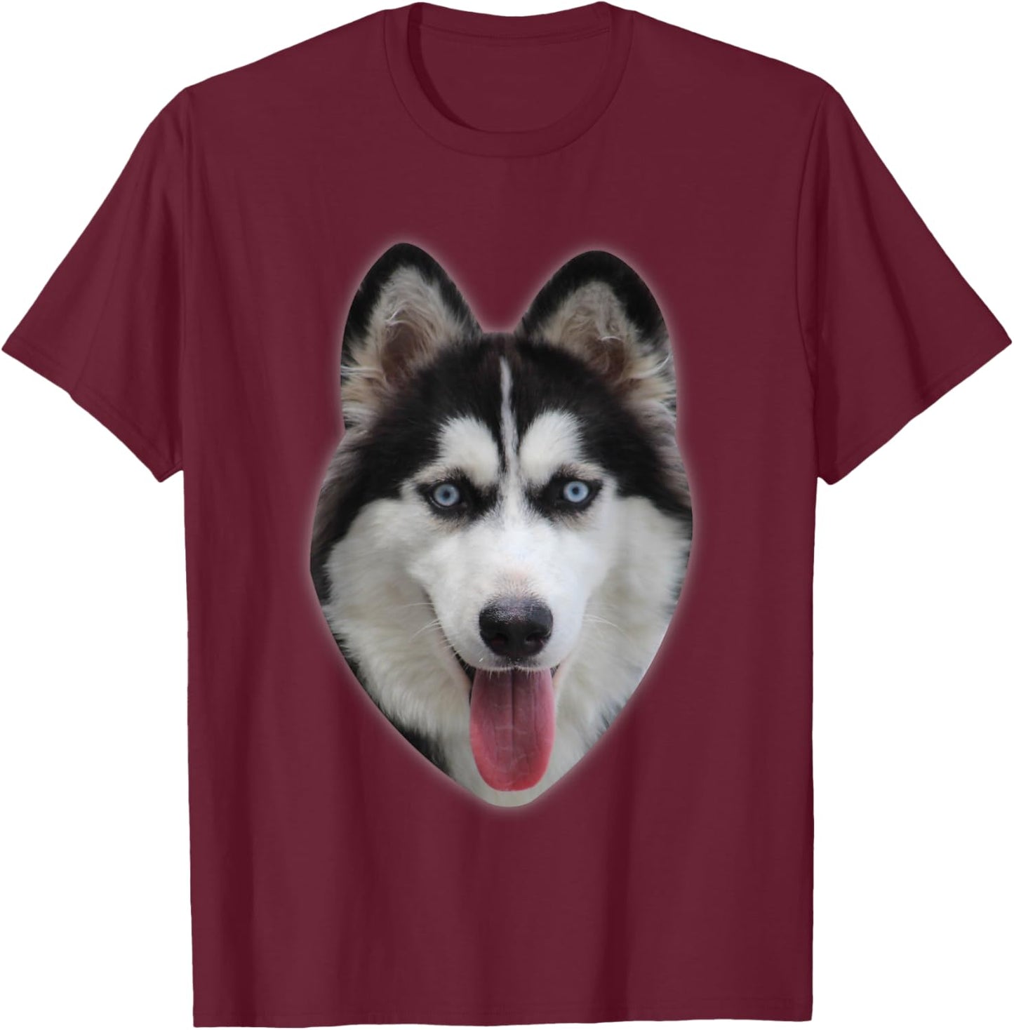 Siberian Husky Designs Siberian Husky - Men's Adult Black Short Sleeve Classic Fit - Small T-Shirt - T-Shirt | Maroon