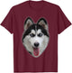 Siberian Husky Designs Siberian Husky - Men's Adult Black Short Sleeve Classic Fit - Small T-Shirt - T-Shirt | Maroon