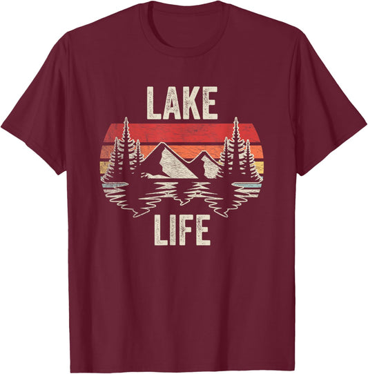 Vintage Lake life Shirt Wildlife Vacation Camper Love Lake T-Shirt - T-Shirt | Maroon