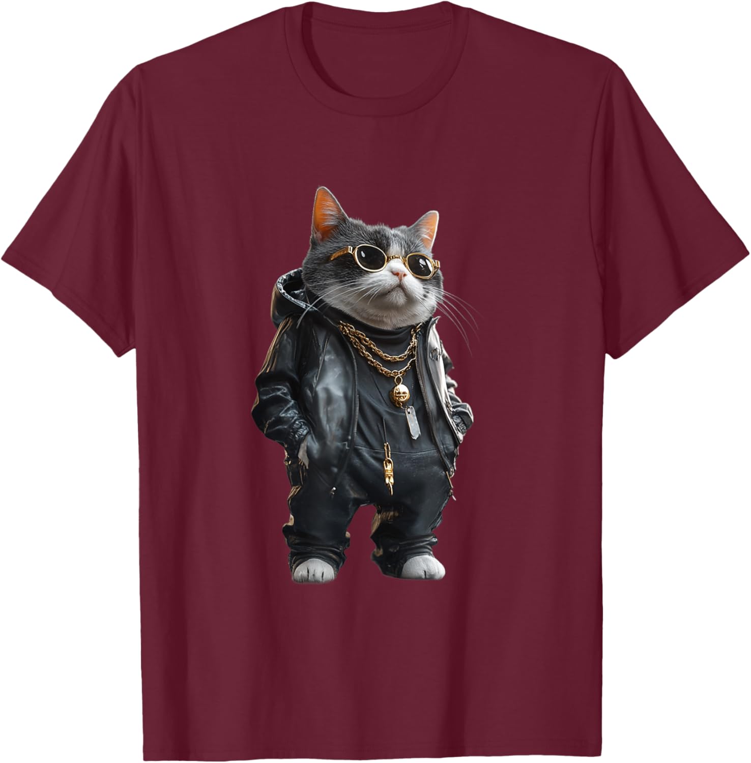 Thug Gangster Life Cat For Hip Hop Fans Meme and Cat lovers T-Shirt - T-Shirt | Maroon