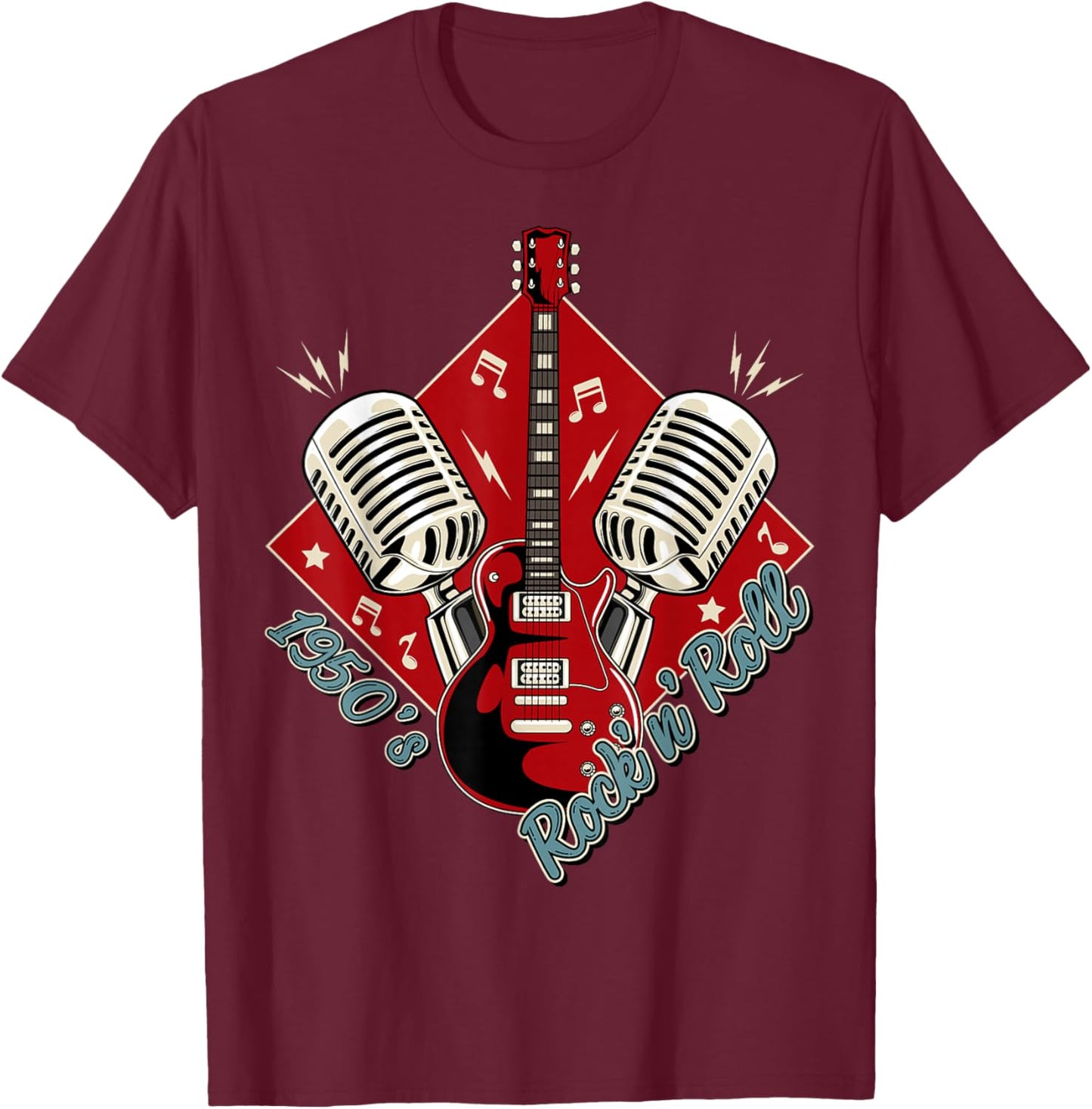 50s Rockabilly Clothing 1950s Sock Hop Swing Greaser Rocker T-Shirt - T-Shirt | Maroon