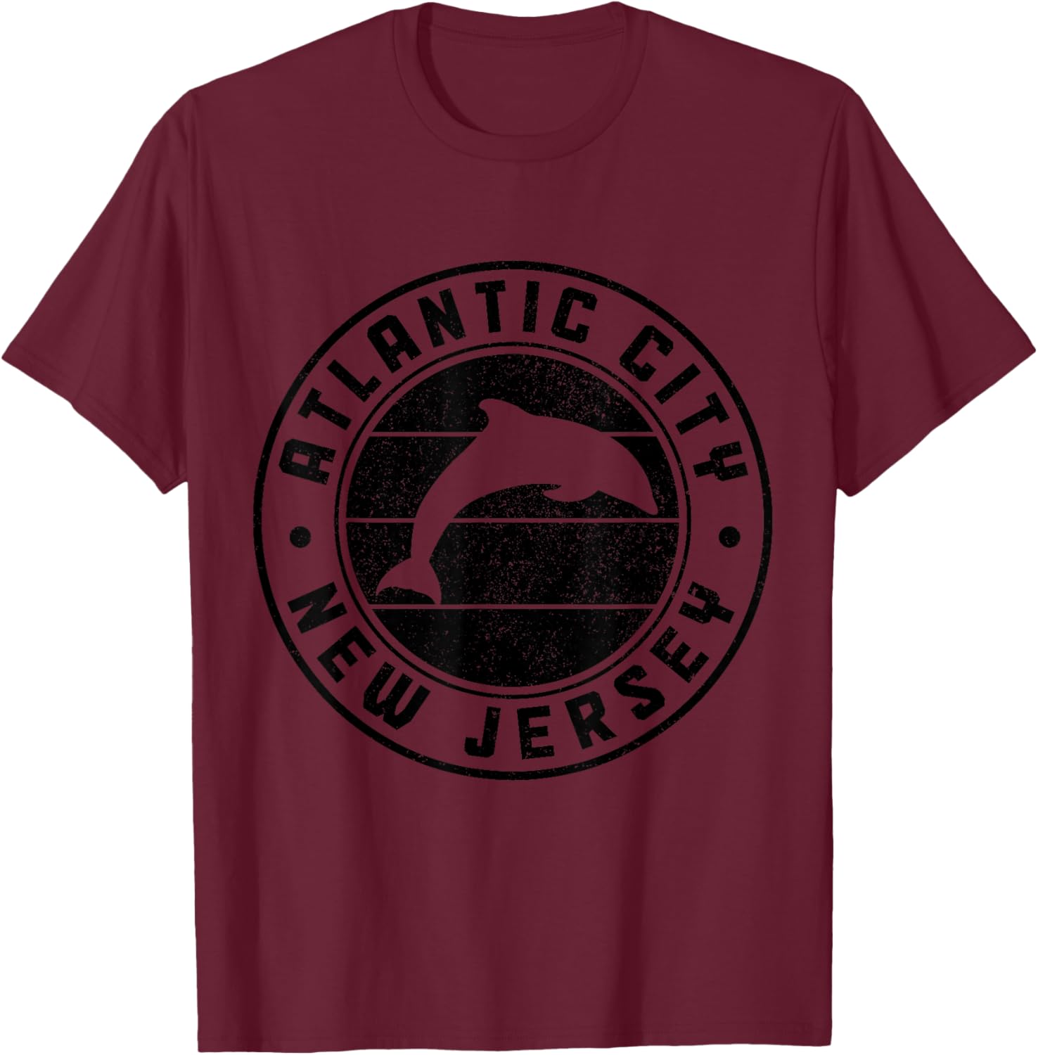 Atlantic City New Jersey NJ Dolphin Souvenir Vintage T-Shirt - T-Shirt | Maroon