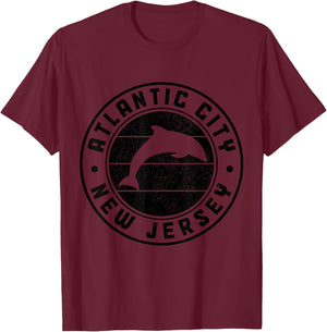 Atlantic City New Jersey NJ Dolphin Souvenir Vintage T-Shirt - T-Shirt | Maroon