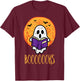 Boooks Moon Ghost Reading Halloween Bookworm Librarian Book T-Shirt - T-Shirt | Maroon