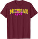 Vintage Michigan Girl Retro Pink Michigan Women and Girls T-Shirt - T-Shirt | Maroon