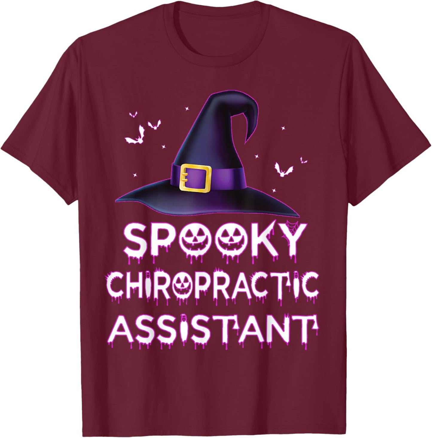 Spooky Chiropractic Assistant Halloween Costume 2023 Chiro T-Shirt - T-Shirt | Maroon