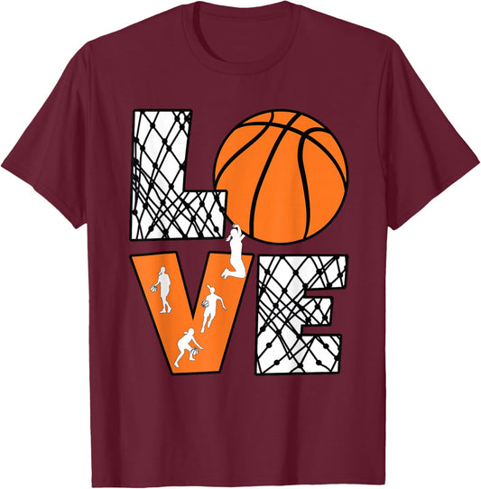 Love Basketball Cute Women Girls Basketball Lover T-Shirt - T-Shirt | Maroon