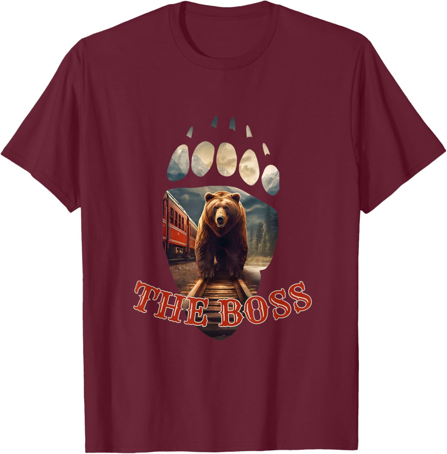 The Boss Grizzly Bear of Banff National Park T-Shirt - T-Shirt | Maroon