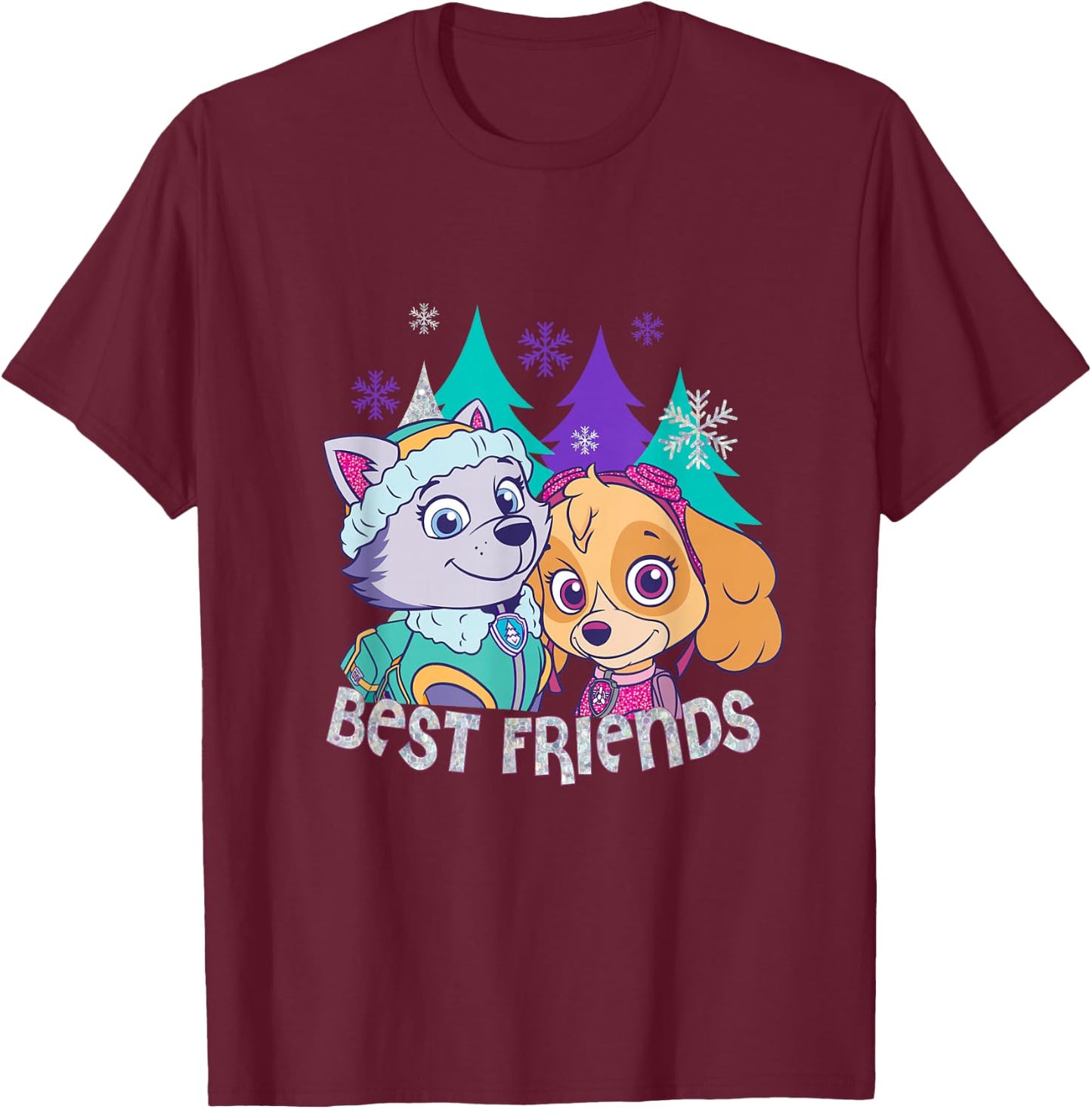 Paw Patrol Skye And Everest Best Friends T-Shirt - T-Shirt | Maroon