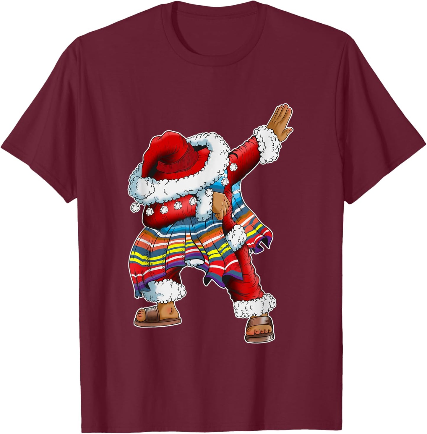 Dab Santa Claus With Mexican Poncho Is Dabbing T-Shirt - T-Shirt | Maroon