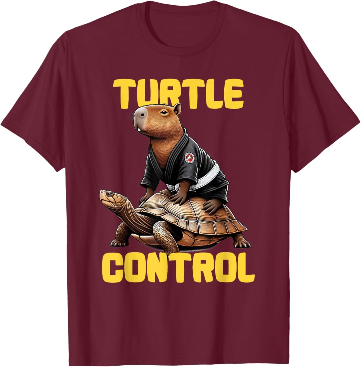 Turtle Control like a Cute Jiu jitsu capybara T-Shirt - T-Shirt | Maroon