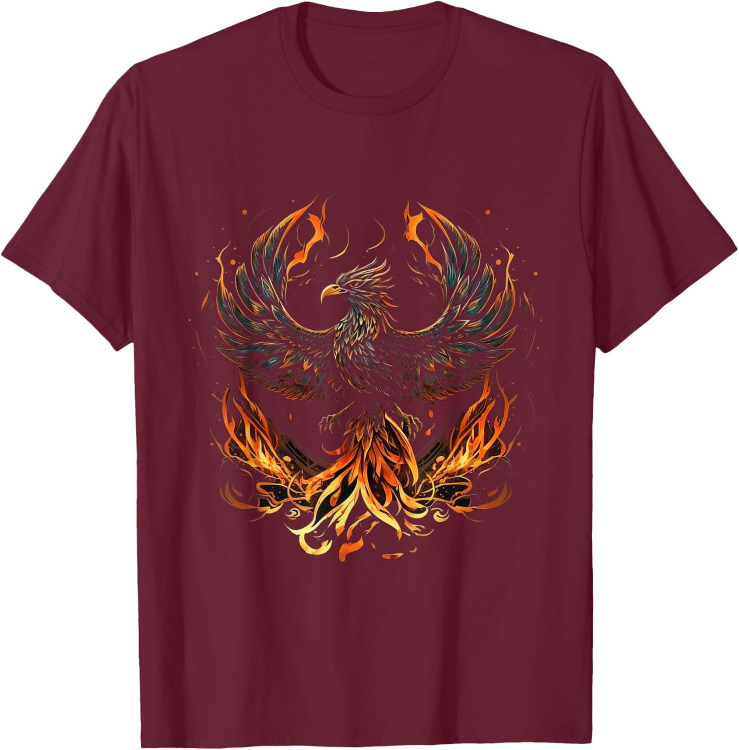 Phoenix Fire Phoenix Bird Reborn Firebird Rising Phoenix T-Shirt - T-Shirt | Maroon