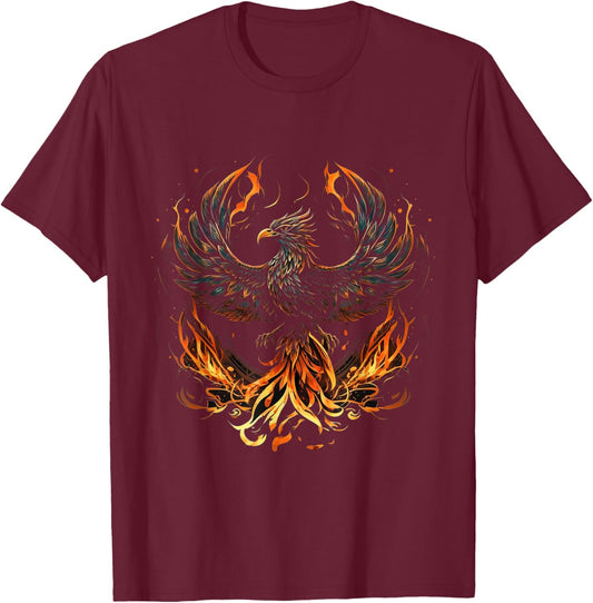 Phoenix Fire Phoenix Bird Reborn Firebird Rising Phoenix T-Shirt - T-Shirt | Maroon