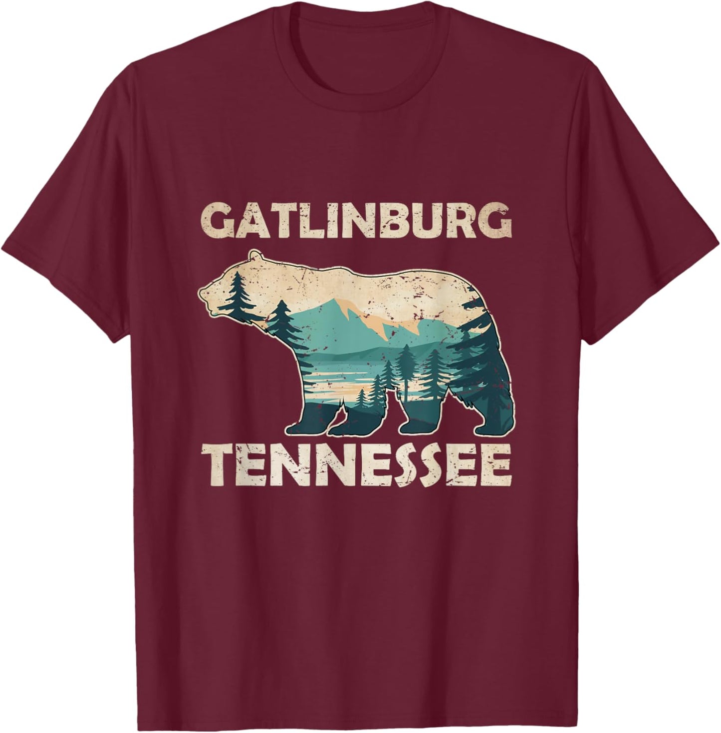 Gatlinburg Tennessee Great Smoky Mountains Bear Souvenir T-Shirt - T-Shirt | Maroon