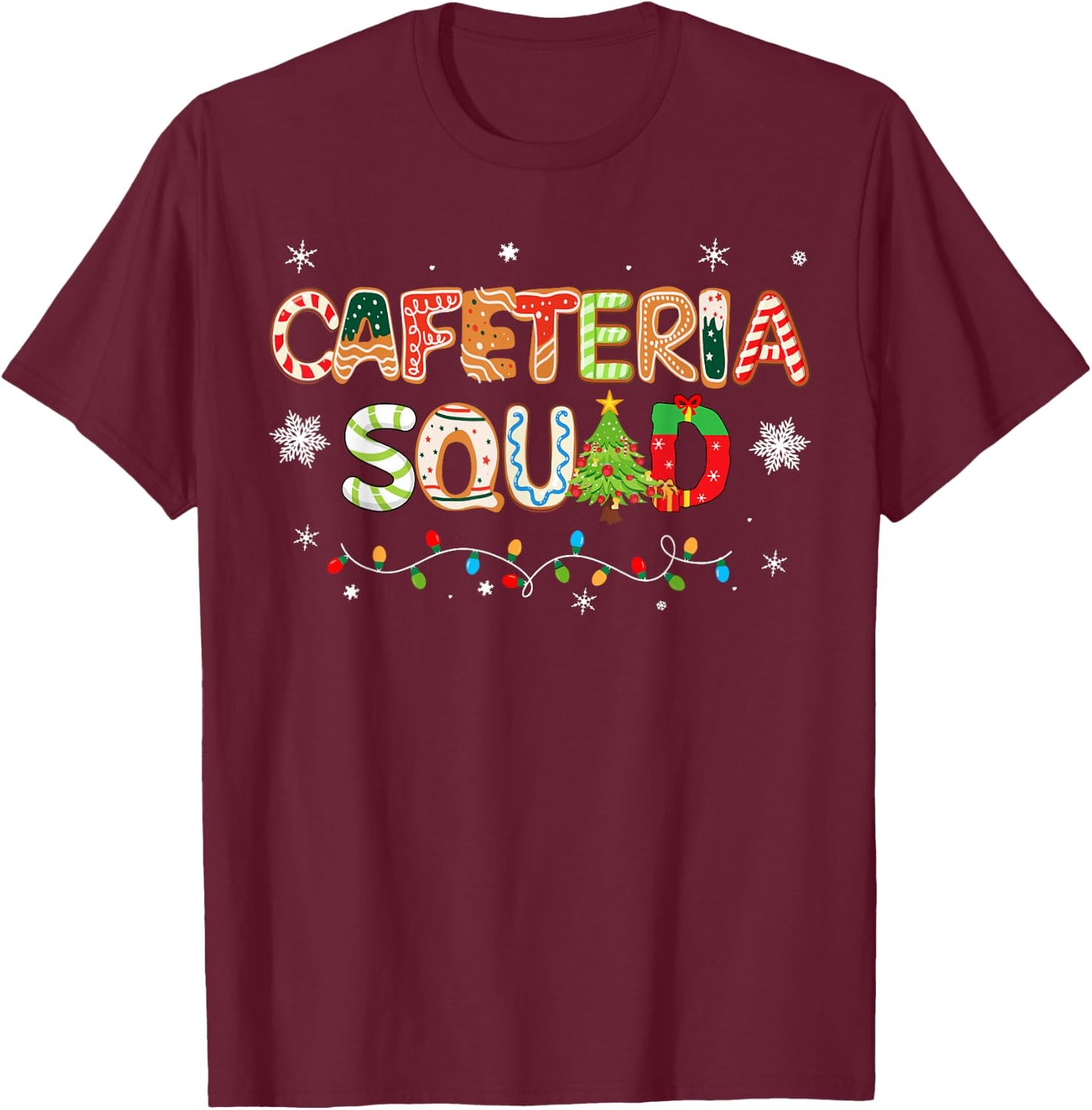 Funny Christmas Cafeteria Squad School Cafeteria Worker T-Shirt - T-Shirt | Maroon