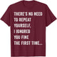 There's No Need To Repeat Yourself Men Women Sarcastic Humor T-Shirt - T-Shirt | Maroon