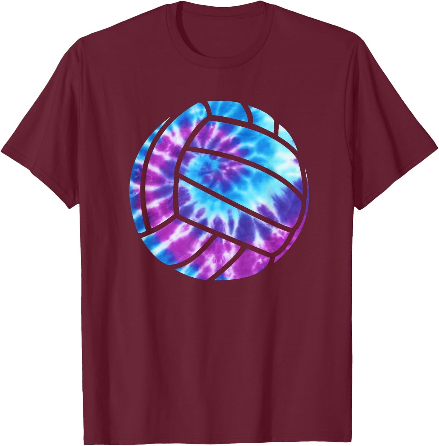 Volleyball Tie Dye Blue Purple Teenage Girls Practice T-Shirt - T-Shirt | Maroon