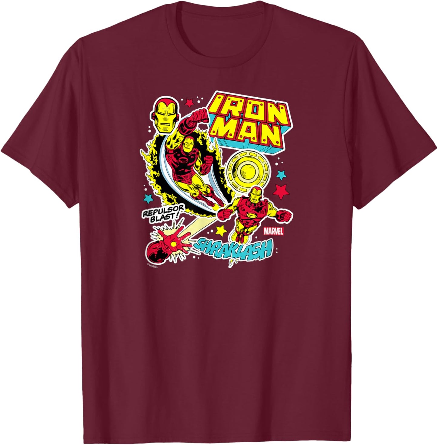Iron Man - Stickers T-Shirt - T-Shirt | Maroon