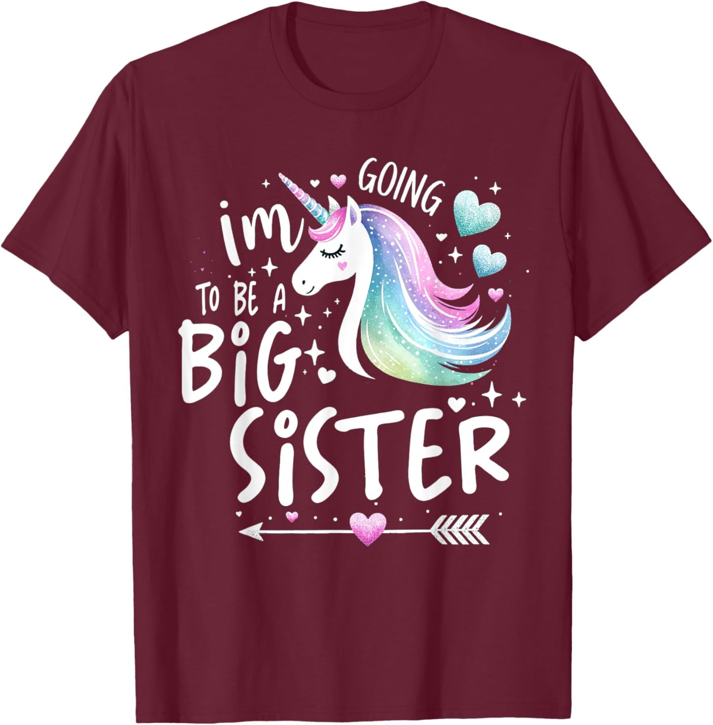 Best Sibling Baby Shower Big Sister Shirts for Girls Unicorn T-Shirt - T-Shirt | Maroon