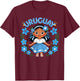Uruguay Uruguayan Girl Traditional Dress Flowers T-Shirt - T-Shirt | Maroon
