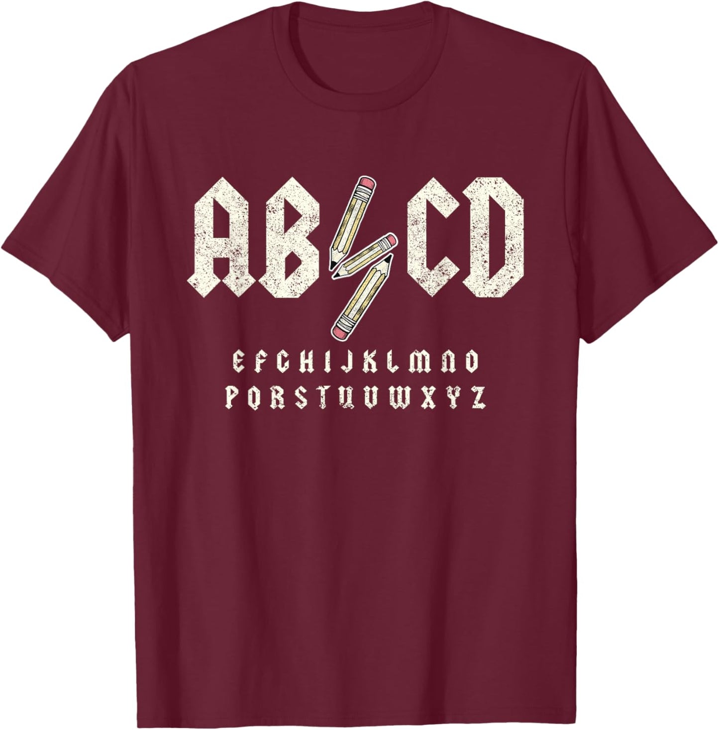 Retro Abcd Teacher Novelty Funny Back to School Teacher T-Shirt - T-Shirt | Maroon