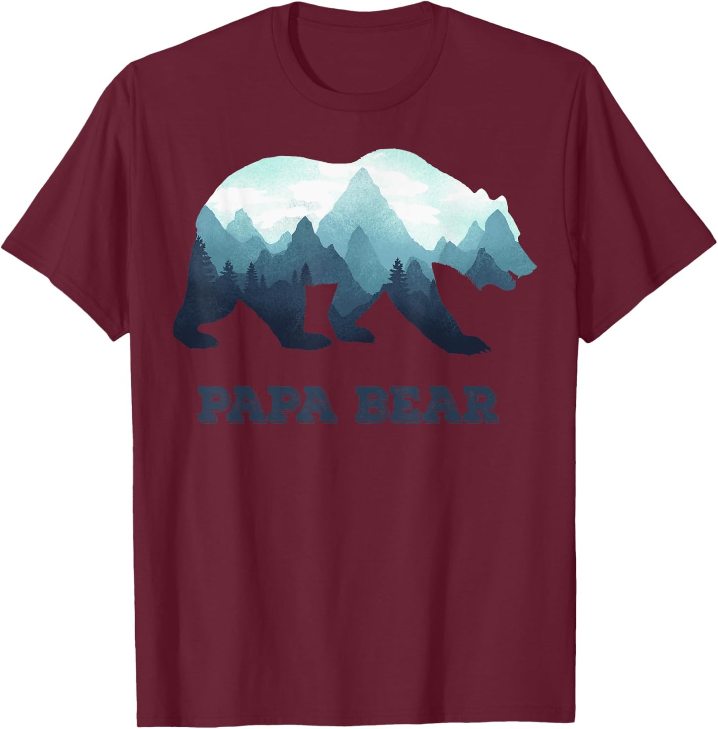 Papa Bear Wildlife Father's Day Gift Dad, Daddy or Dada T-Shirt - T-Shirt | Maroon