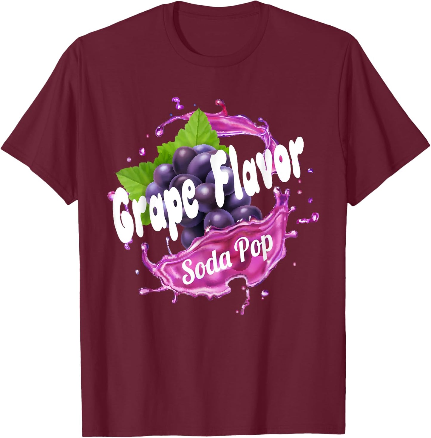 Grape Flavor Soda Pop Costume for Adults and Kids T-Shirt - T-Shirt | Maroon