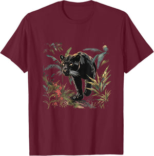Panther Wildlife Nature Jungle Animal Art Panther Lover T-Shirt - T-Shirt | Maroon