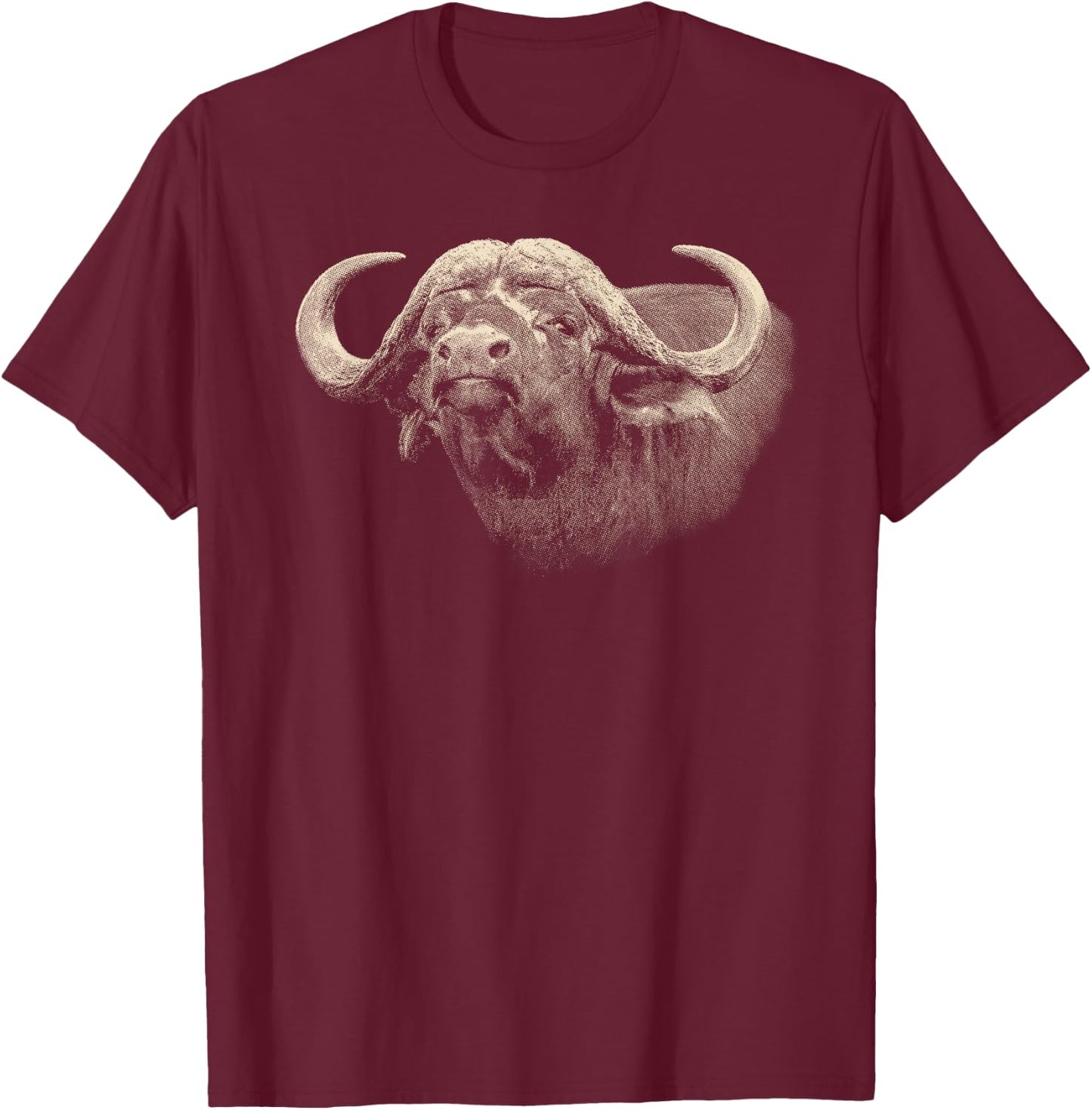 Cape Buffalo African Safari T-Shirt - T-Shirt | Maroon