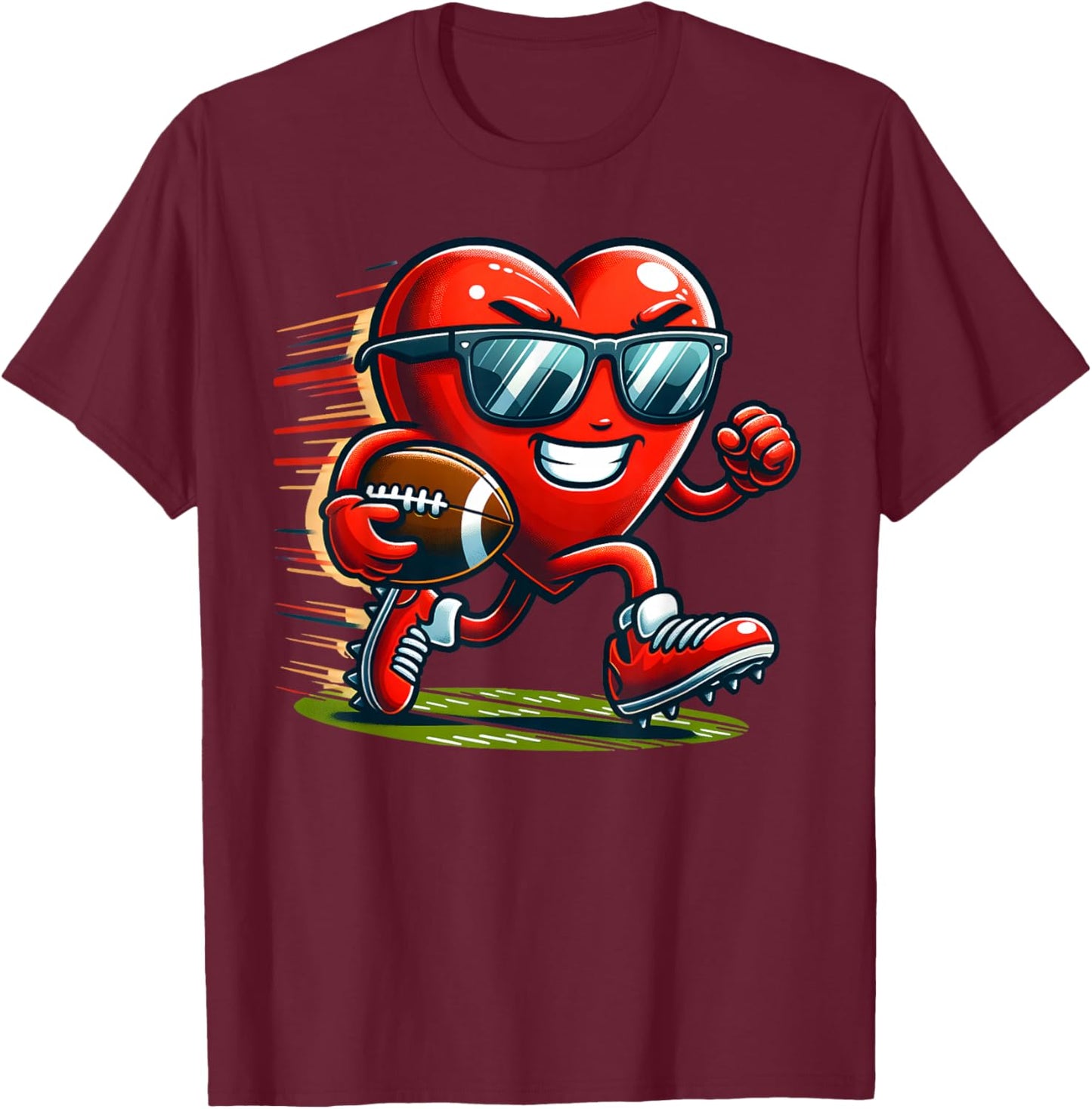 Valentine's Day Heart Team Football Player , Small T-Shirt - T-Shirt | Maroon