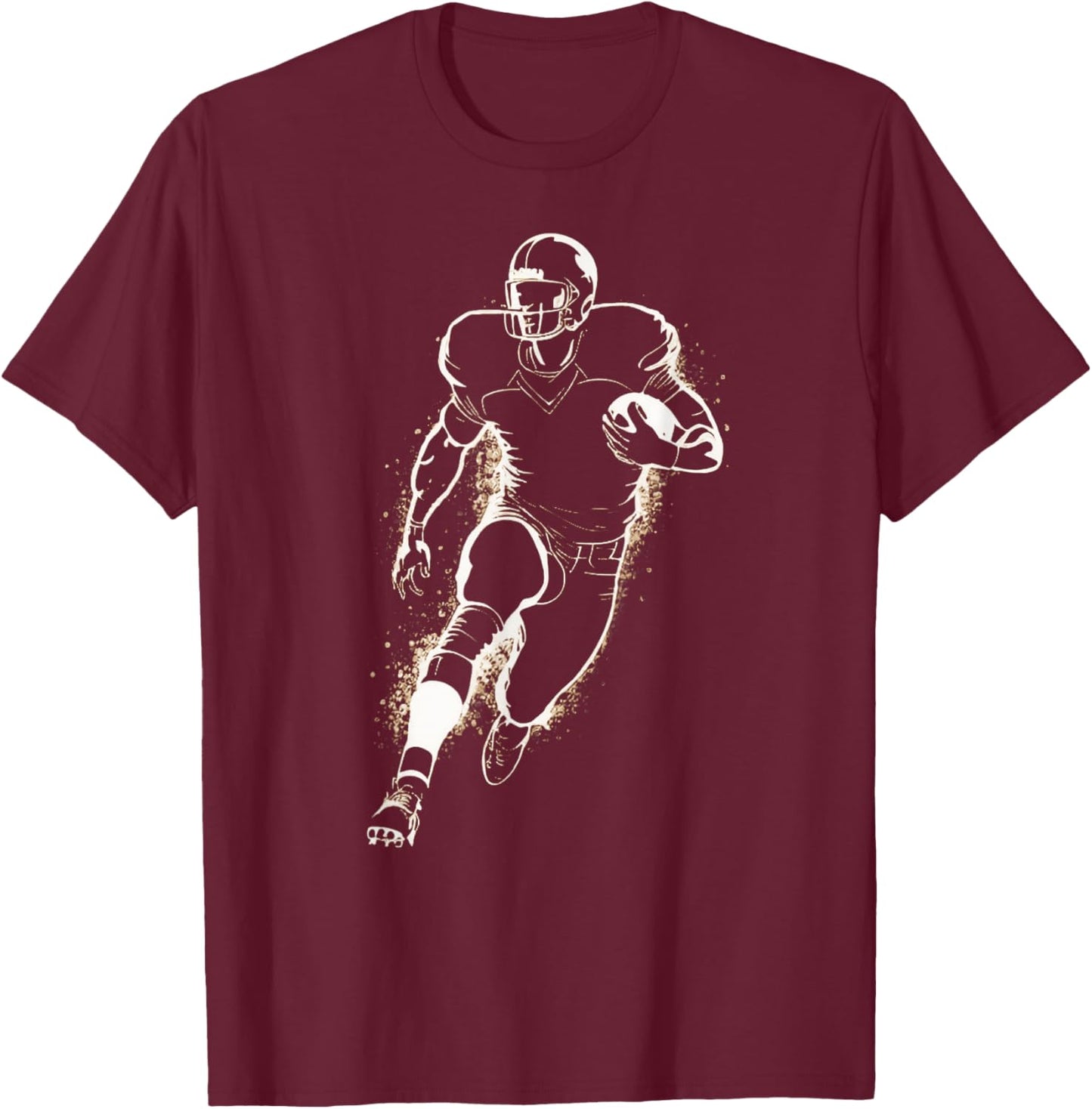 Football Player Action Silhouette Minimal T-Shirt - T-Shirt | Maroon