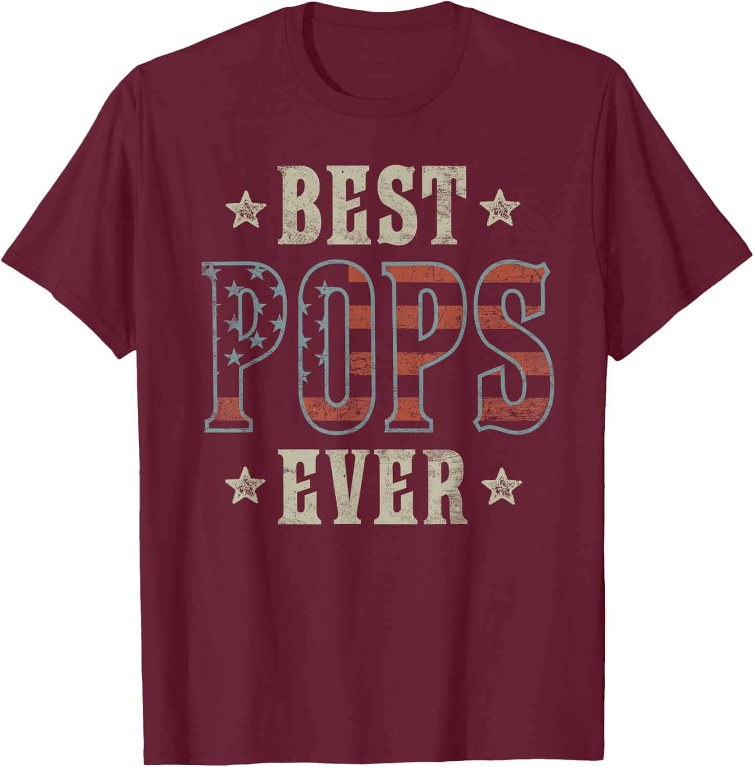 Best Pops Ever Patriotic American Flag Design Pops T-Shirt - T-Shirt | Maroon