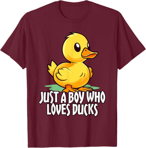 Cute Cartoon for Duck Lover Just a Boy Who Loves Ducks Gifts T-Shirt - T-Shirt | Maroon