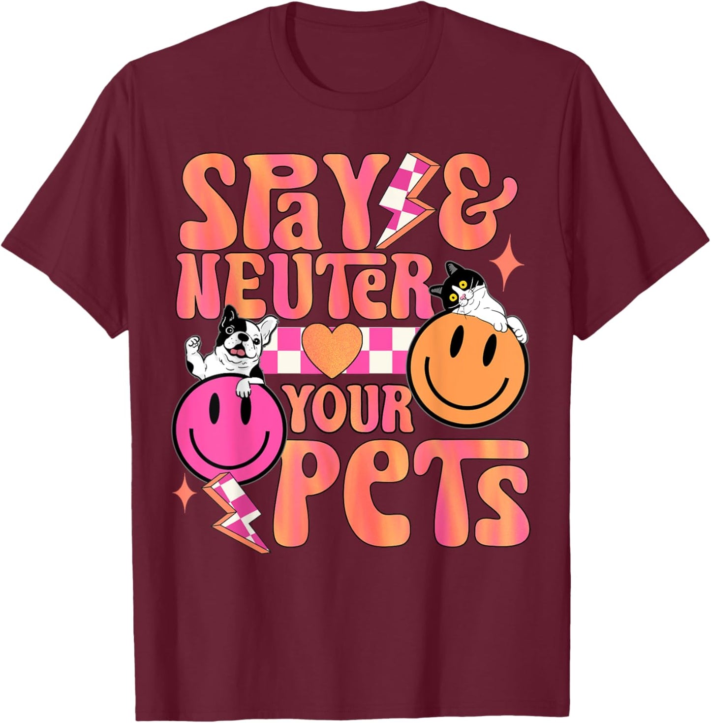 Dog cat owner cute spay neuter pets paw veterinary animal Men Women T-Shirt - T-Shirt | Maroon