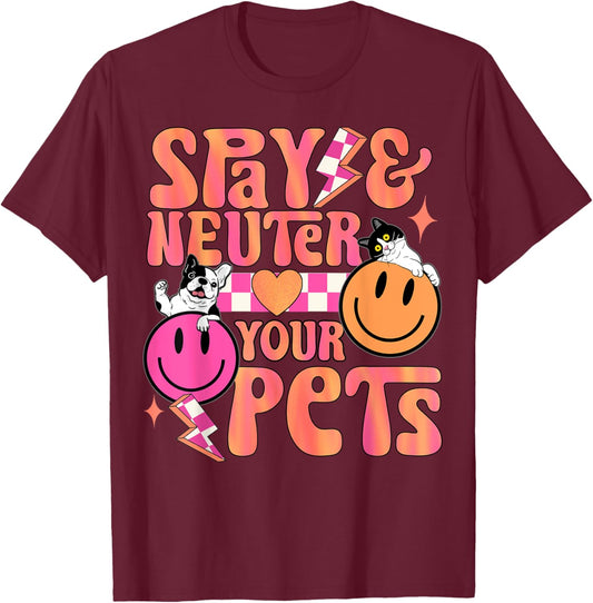 Dog cat owner cute spay neuter pets paw veterinary animal Men Women T-Shirt - T-Shirt | Maroon